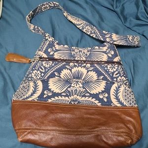 Blue/cream/brown Mims purse